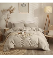 Modern Stil Bej Nevresim King Size Boho Bej Yorgan Örtüsü% %100 Yıkanmış Pamuk Yatak Takımları Yumuşak Pamuk Bej Yatak Örtüsü Lüks Işık Tan Nevresim Fermuar Kapatma ile