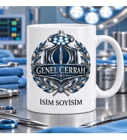 Genel Cerrah Kupa Bardak Ameliyat Lambası ve Arma Desenli