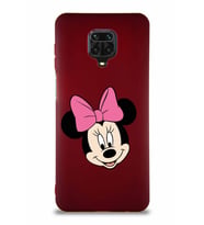Xiaomi Redmi Note 9 Pro Soft Premier Kapak Minnie Mouse-C Tasarımlı Silikon Kılıf - Mürdüm (Şeffaf)