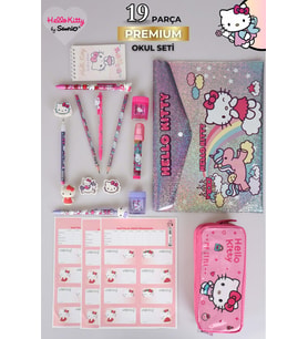DEKOMUS İLE YENİ SEZON LİSANSLI HELLO KITTY 16 PARÇA KIRTASİYE SETİ KALEM ÇANTASI,3D SİLGİ,NOT DEFTERİ,SİLGİ TEPELİ GEÇMELİ KURŞUN KALEM,UÇLU KALEM,KALEMTRAŞ VE ROKET SİLGİ SETİ (Pembe)