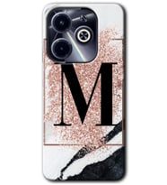 İnfinix Hot 40i Kılıf HD Desen Baskılı Kılıf - Pembe Mermer Desenli M Harfi