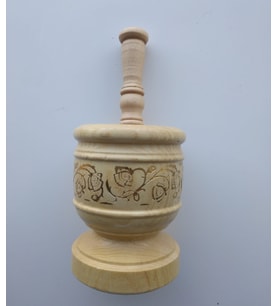 Ahşap Havan Dövecek Desenli Küçük Boy 10cm X 8cm