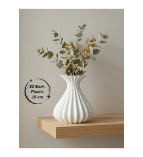 Vazo Modern Estetik 3D Baskı, Dekoratif, Bohem Beyaz -- 15 cm --