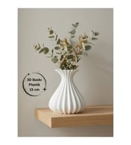 Vazo Modern Estetik 3D Baskı, Dekoratif, Bohem Beyaz -- 15 cm --