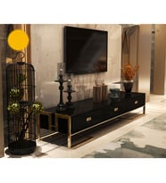 Barbara Gold Metal TV Ünitesi (Siyah)