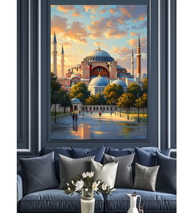 İstanbul Ayasofya Camii Gün Doğumu Dekoratif Kanvas - Mdf Ahşap Tablo