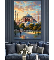 İstanbul Ayasofya Camii Gün Doğumu Dekoratif Kanvas - Mdf Ahşap Tablo