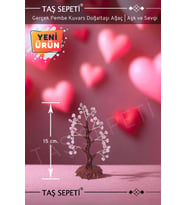 Gerçek Pembe Kuvars Doğal Taşı Ağaç (Çok Renkli)