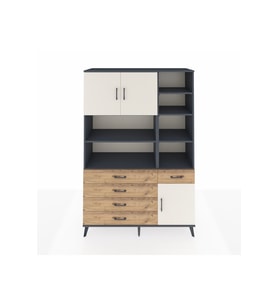 Hyperion Dolap 9 Raflı 5 Çekmeceli 3 Kapaklı 132x44x195 Antrasit-Aytaşı/Çam