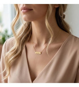 925 Ayar Gümüş İsim Yazılı Minimal Plaka Kolye (Gold)
