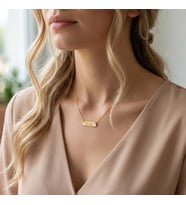 925 Ayar Gümüş İsim Yazılı Minimal Plaka Kolye (Gold)