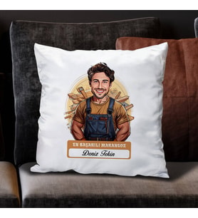 Kişiye Özel Hediye Karikatürlü En İyi Erkek Marangoz Yastık