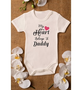 Kız Ekru Bebek Daddy Baskılı Çıtçıtlı Body %100 Pamuklı Zıbın