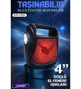 4" 5W Extra Bass Bluetooth Hoparlör El Fenerli FM Radyo USB TF Kart GTS 1535