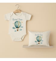 Pia Baby Premium %100 Pamuk İsme Özel Organik Baskılı Çıtçıtlı Bebek Body Ve Yastık Kılıfı 5023-19 (Ekru)