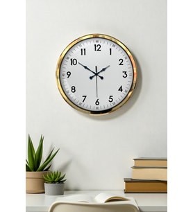 Gold & White 52 Cm Metal Duvar Saati