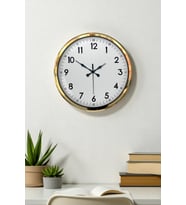 Gold & White 52 Cm Metal Duvar Saati