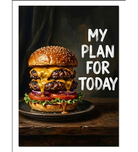 My Plan For Today Burger Dekoratif Kanvas - Mdf Ahşap Tablo