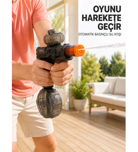 Şarj Edilebilir Su Tabancası Büyük Hazneli Otomatik Atışlı 8-12 Metre Menzilli