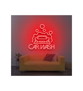 CAR WASH Yazılı ve Şekilli Neon Tabela