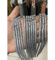 Hematit Taşı Altıgen Rondela Kesim Mat Açık Gri 6x2mm Doğal Taş Dizi