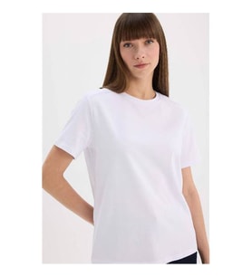 Defacto Regular Fıt Basıc Premium Beyaz Kadın T-Shirt A9428AX/WT34