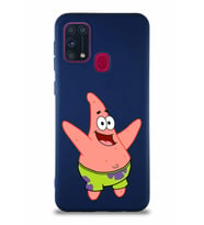 Samsung Galaxy M31 Soft Premier Kapak Patrick Yıldız Tasarımlı Silikon Kılıf - Lacivert (Şeffaf)