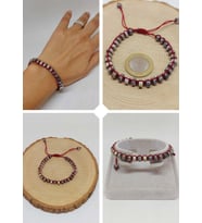 Jasper Taşı Rondela Kesim Makrome Tasarım Unisex Bileklik (49332)