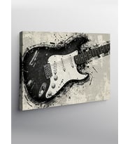 Kanvas Tablo Siyah Beyaz Gitar