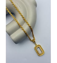 22k Altın Kaplama Taşlı Şık Çerçeve Gramlık Kolye - 26grm05 (Gold)