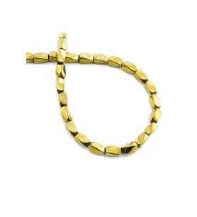 Hematit Doğal Taş Parlak Gold Burgulu Dikdörtgen Kesim 5x8mm Dizi