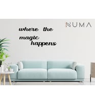 NUMA CONCEPT-Duvar Süsü Kare Ahşap Tablo Where The Magic Happens (Siyah)