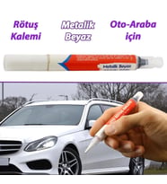 Araç Oto Rötuş Kalemi 5 ml Kaporta Tampon Çizik Giderici Fırça Metalik Beyaz Renk Boya Kalemi