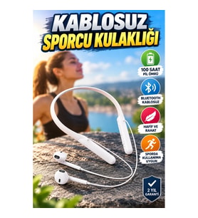 100 Saat Pil Ömürlü Boyun Askılı Kablosuz Bluetooth Kulaklık