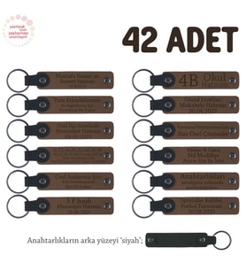 Açık Kahverengi & Siyah, Dernekler İçin Üzerinde İsim Ve Mesaj Yazılabilen 42' li Anahtarlık Seti