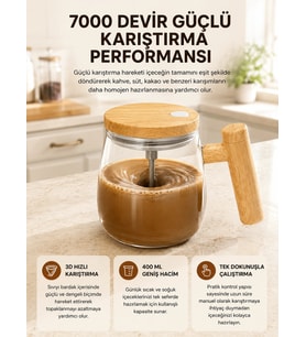 Manyetik Karıştırıcı Kupa – 400 ml, C Tipi Şarjlı, Akıllı Tasarım Yeni Nesil