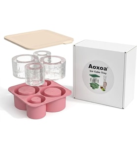 Silikon Buz Küpü Tepsisi 20-30-40oz Bardak Bardağı, Kapaklı Yavaş Erime Buz Kalıbı, Kolay Çıkarılan Buz Yapıcı (Pembe)
