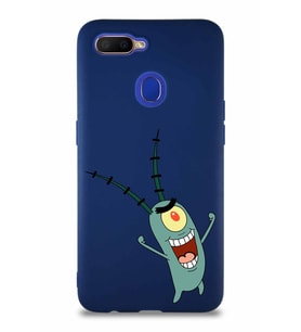 Oppo AX7 Soft Premier Kapak Plankton Tasarımlı Silikon Kılıf - Lacivert (Şeffaf)