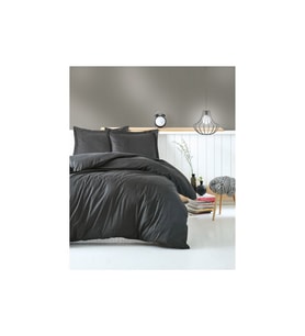 Cotton Box Elegant Stripe Saten Çift Kişilik Nevresim Takımı Antrasit