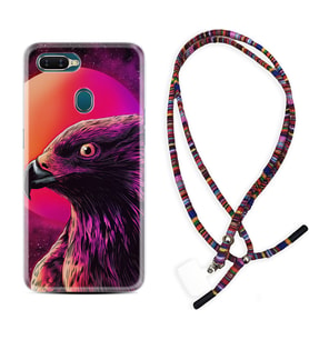 Oppo A5S A15 A16 A54 A55 A73 A74 Kılıf Boyun Asklı Rasta Silikon Red Eagle 1752