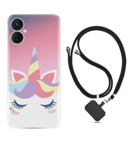 Tecno Spark 9T Kılıf Silikon Boyun Askılı İpli Desenli Silikon Sweety Unicorn 1737