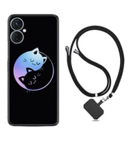 Tecno Spark 9T Kılıf Silikon Boyun Askılı İpli Desenli Silikon Love Cats 1604