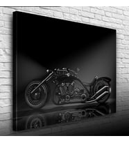 Siyah Futuristik Chopper Motosiklet Kanvas Tablo 50 x 70