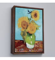 Çerçeveli Vincent Van Gogh - Ayçiçekleri Tablo (Altın)