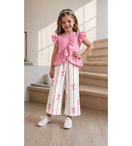 Fırfır Fiyonk Detaylı Pantolonlu Takım - 3/10 Yaş - 31725