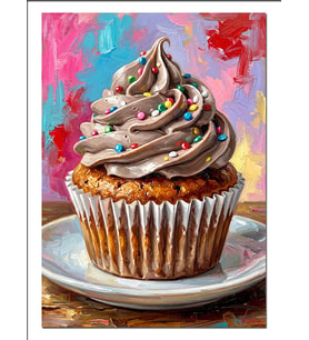 Çikolatalı Cupcake Renkli Süslemeli Dekoratif Kanvas - Mdf Ahşap Tablo