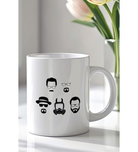 Breaking Bad Heisenberg Tasarımlı 330ml Baskılı Beyaz Seramik Kupa Bardak