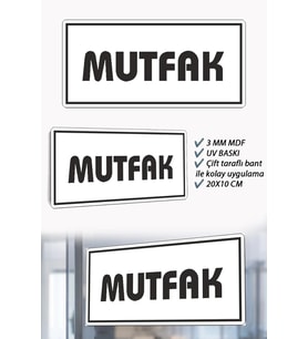 Mutfak Yazılı Beyaz MDF Kapı Levhası