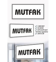Mutfak Yazılı Beyaz MDF Kapı Levhası