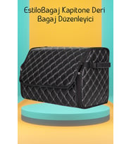 Estilobagaj Kapitone Deri Oto Bagaj Düzenleyici Siyah Beyaz